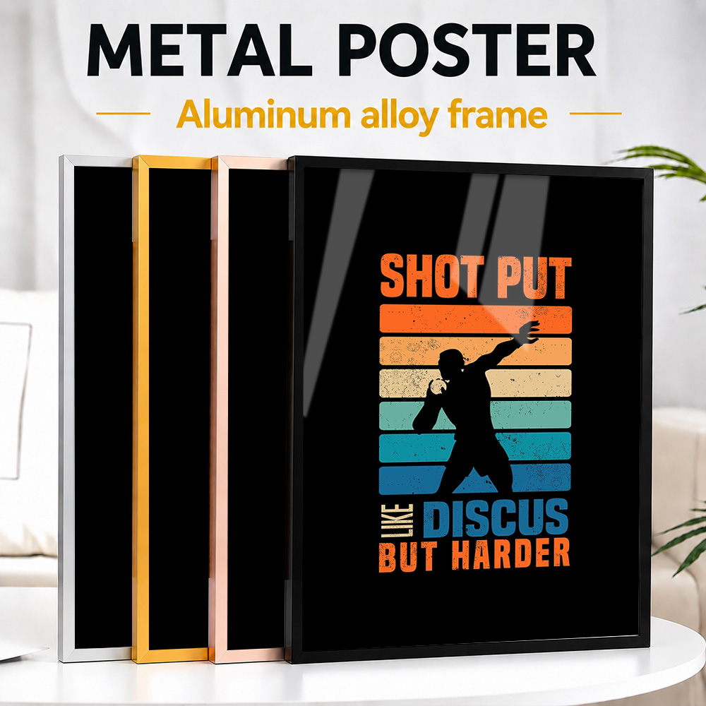 Shot Put Metal - Oprawiony metalowy plakat z rzutem ołowiem,